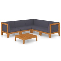 6-tlg. Garten-Lounge-Set mit Kissen Akazie Massivholz