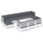 vidaXL 11-tlg. Garten-Lounge-Set mit Kissen Weiß Kiefer Massivholz vidaXL 11-tlg. Garten-Lounge-Set mit Kissen Weiß Kiefer Massivholz