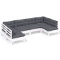 vidaXL 6-tlg. Garten-Lounge-Set mit Kissen Weiß Kiefer Massivholz vidaXL 6-tlg. Garten-Lounge-Set mit Kissen Weiß Kiefer Massivholz