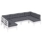 vidaXL 6-tlg. Garten-Lounge-Set mit Kissen Weiß Kiefer Massivholz vidaXL 6-tlg. Garten-Lounge-Set mit Kissen Weiß Kiefer Massivholz