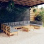 vidaXL 11-tlg. Garten-Lounge-Set mit Grauen Kissen Kiefer Massivholz vidaXL 11-tlg. Garten-Lounge-Set mit Grauen Kissen Kiefer Massivholz