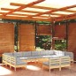 vidaXL 13-tlg. Garten-Lounge-Set mit Grauen Kissen Kiefer Massivholz vidaXL 13-tlg. Garten-Lounge-Set mit Grauen Kissen Kiefer Massivholz