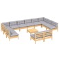 vidaXL 13-tlg. Garten-Lounge-Set mit Grauen Kissen Kiefer Massivholz vidaXL 13-tlg. Garten-Lounge-Set mit Grauen Kissen Kiefer Massivholz