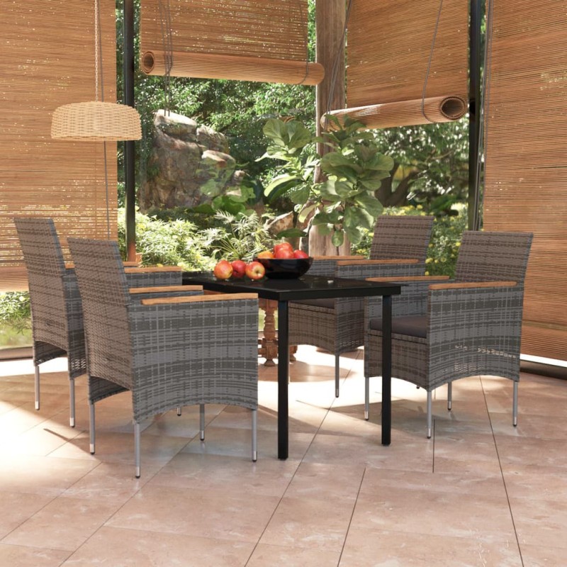 vidaXL 5-tlg. Garten-Essgruppe mit Kissen Grau und Schwarz vidaXL 5-tlg. Garten-Essgruppe mit Kissen Grau und Schwarz