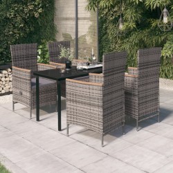 vidaXL 5-tlg. Garten-Essgruppe mit Kissen Grau
