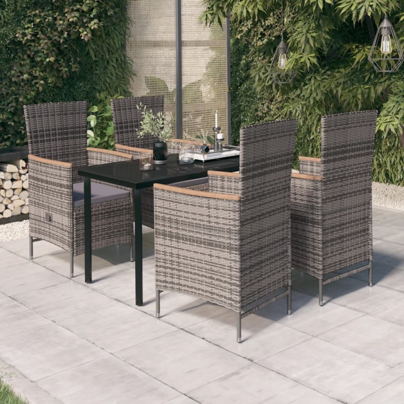 vidaXL 5-tlg. Garten-Essgruppe mit Kissen Grau vidaXL 5-tlg. Garten-Essgruppe mit Kissen Grau
