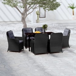vidaXL 7-tlg. Garten-Essgruppe Schwarz