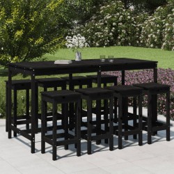 vidaXL 9-tlg. Gartenbar-Set Schwarz Massivholz Kiefer