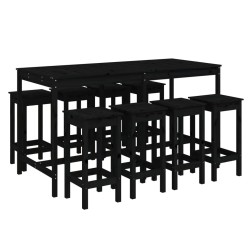vidaXL 9-tlg. Gartenbar-Set Schwarz Massivholz Kiefer
