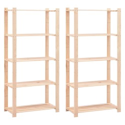 vidaXL Regale 5 Böden 2 Stk. 80×38×170 cm Kiefer Massivholz 250 kg