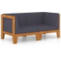 2-Sitzer-Sofa mit Dunkelgrauen Kissen Akazie Massivholz 2-Sitzer-Sofa mit Dunkelgrauen Kissen Akazie Massivholz