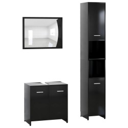 vidaXL 3-tlg. Badmöbel-Set Schwarz Holzwerkstoff