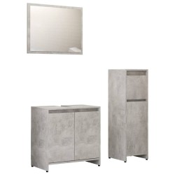 vidaXL 3-tlg. Badmöbel-Set Betongrau Holzwerkstoff