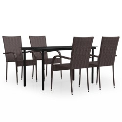 vidaXL 5-tlg. Garten-Essgruppe Braun und Schwarz