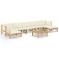 vidaXL 8-tlg. Garten-Lounge-Set mit Cremeweißen Kissen Bambus vidaXL 8-tlg. Garten-Lounge-Set mit Cremeweißen Kissen Bambus