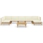 vidaXL 8-tlg. Garten-Lounge-Set mit Cremeweißen Kissen Bambus vidaXL 8-tlg. Garten-Lounge-Set mit Cremeweißen Kissen Bambus