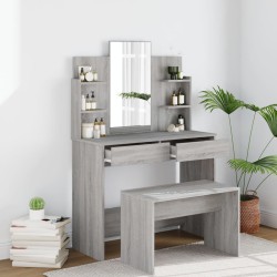 vidaXL Schminktisch-Set Grau Sonoma 96x40x142 cm