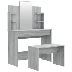 vidaXL Schminktisch-Set Grau Sonoma 96x40x142 cm
