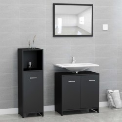 vidaXL 3-tlg. Badmöbel-Set Schwarz Holzwerkstoff