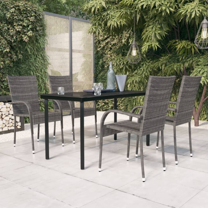 vidaXL 5-tlg. Garten-Essgruppe Grau und Schwarz vidaXL 5-tlg. Garten-Essgruppe Grau und Schwarz
