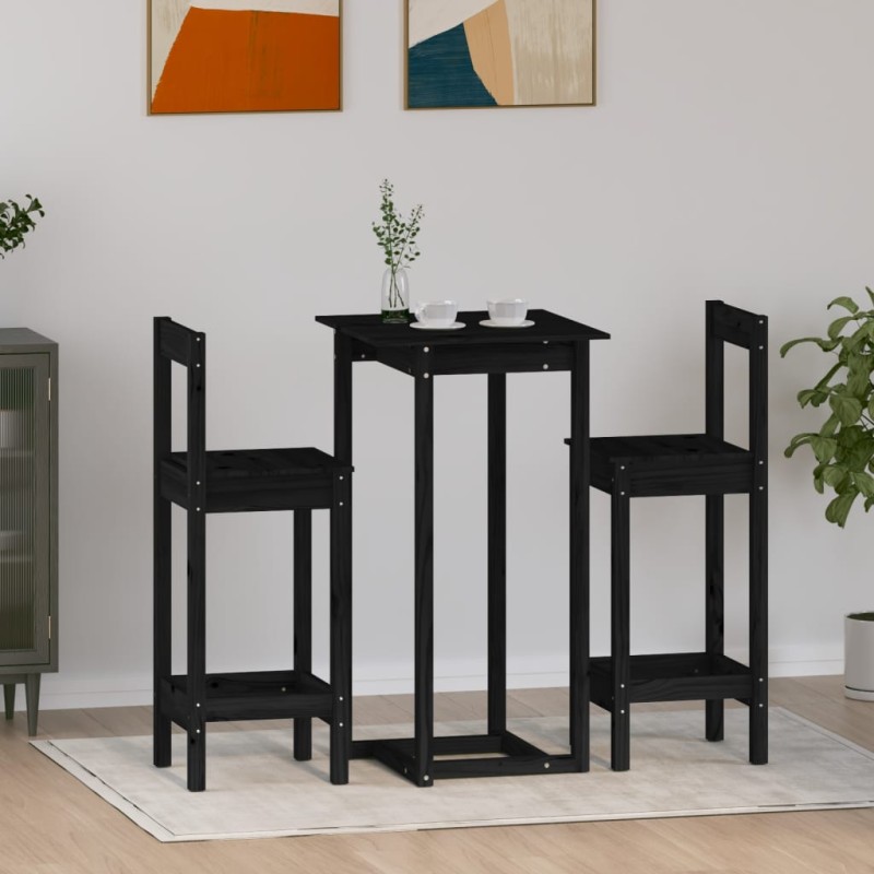 vidaXL 3-tlg. Bar-Set Schwarz Massivholz Kiefer vidaXL 3-tlg. Bar-Set Schwarz Massivholz Kiefer