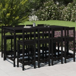 vidaXL 9-tlg. Gartenbar-Set Schwarz Massivholz Kiefer