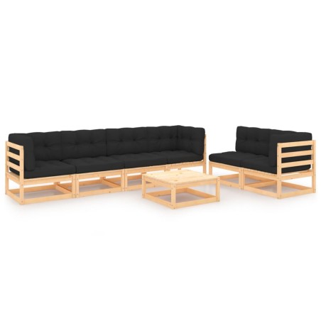 vidaXL 7-tlg. Garten-Lounge-Set mit Kissen Massivholz Kiefer