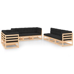 vidaXL 8-tlg. Garten-Lounge-Set mit Kissen Massivholz Kiefer