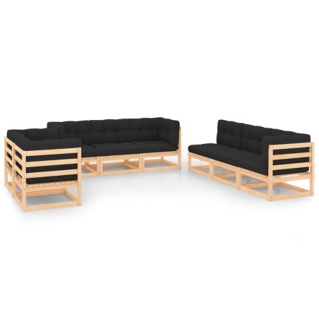 vidaXL 8-tlg. Garten-Lounge-Set mit Kissen Massivholz Kiefer
