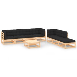 vidaXL 8-tlg. Garten-Lounge-Set mit Kissen Massivholz Kiefer