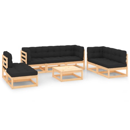 vidaXL 8-tlg. Garten-Lounge-Set mit Kissen Massivholz Kiefer