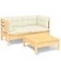 vidaXL 3-tlg. Garten-Lounge-Set mit Creme Kissen Kiefernholz vidaXL 3-tlg. Garten-Lounge-Set mit Creme Kissen Kiefernholz