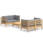 vidaXL 5-tlg. Garten-Lounge-Set mit Grauen Kissen Kiefernholz vidaXL 5-tlg. Garten-Lounge-Set mit Grauen Kissen Kiefernholz