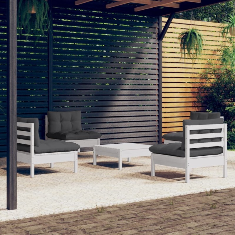 vidaXL 5-tlg. Garten-Lounge-Set mit Anthrazit Kissen Kiefernholz vidaXL 5-tlg. Garten-Lounge-Set mit Anthrazit Kissen Kiefernholz