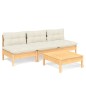 vidaXL 4-tlg. Garten-Lounge-Set mit Creme Kissen Kiefernholz vidaXL 4-tlg. Garten-Lounge-Set mit Creme Kissen Kiefernholz