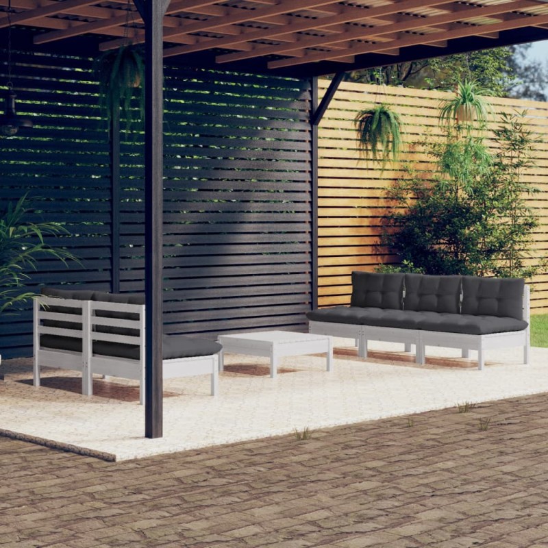 vidaXL 6-tlg. Garten-Lounge-Set mit Anthrazit Kissen Kiefernholz vidaXL 6-tlg. Garten-Lounge-Set mit Anthrazit Kissen Kiefernholz
