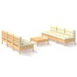 vidaXL 7-tlg. Garten-Lounge-Set mit Creme Kissen Kiefernholz vidaXL 7-tlg. Garten-Lounge-Set mit Creme Kissen Kiefernholz
