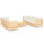 vidaXL 7-tlg. Garten-Lounge-Set mit Creme Kissen Kiefernholz vidaXL 7-tlg. Garten-Lounge-Set mit Creme Kissen Kiefernholz