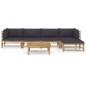 6-tlg. Garten-Lounge-Set mit Dunkelgrauen Kissen Bambus 6-tlg. Garten-Lounge-Set mit Dunkelgrauen Kissen Bambus