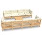 vidaXL 9-tlg. Garten-Lounge-Set mit Creme Kissen Massivholz Kiefer vidaXL 9-tlg. Garten-Lounge-Set mit Creme Kissen Massivholz Kiefer