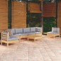 vidaXL 7-tlg. Garten-Lounge-Set mit Grauen Kissen Kiefer Massivholz vidaXL 7-tlg. Garten-Lounge-Set mit Grauen Kissen Kiefer Massivholz