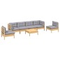 vidaXL 7-tlg. Garten-Lounge-Set mit Grauen Kissen Kiefer Massivholz vidaXL 7-tlg. Garten-Lounge-Set mit Grauen Kissen Kiefer Massivholz