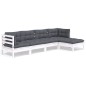 vidaXL 5-tlg. Garten-Lounge-Set mit Kissen Weiß Kiefernholz vidaXL 5-tlg. Garten-Lounge-Set mit Kissen Weiß Kiefernholz