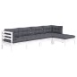 vidaXL 5-tlg. Garten-Lounge-Set mit Kissen Weiß Kiefernholz vidaXL 5-tlg. Garten-Lounge-Set mit Kissen Weiß Kiefernholz