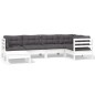 vidaXL 6-tlg. Garten-Lounge-Set mit Kissen Weiß Kiefer Massivholz vidaXL 6-tlg. Garten-Lounge-Set mit Kissen Weiß Kiefer Massivholz