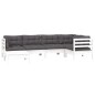 vidaXL 6-tlg. Garten-Lounge-Set mit Kissen Weiß Kiefer Massivholz vidaXL 6-tlg. Garten-Lounge-Set mit Kissen Weiß Kiefer Massivholz