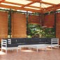 vidaXL 9-tlg. Garten-Lounge-Set mit Kissen Weiß Kiefer Massivholz vidaXL 9-tlg. Garten-Lounge-Set mit Kissen Weiß Kiefer Massivholz