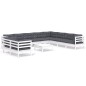 vidaXL 11-tlg. Garten-Lounge-Set mit Kissen Weiß Massivholz Kiefer vidaXL 11-tlg. Garten-Lounge-Set mit Kissen Weiß Massivholz Kiefer