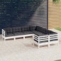 vidaXL 8-tlg. Garten-Lounge-Set mit Kissen Weiß Massivholz Kiefer vidaXL 8-tlg. Garten-Lounge-Set mit Kissen Weiß Massivholz Kiefer