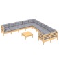vidaXL 11-tlg. Garten-Lounge-Set mit Grauen Kissen Kiefernholz vidaXL 11-tlg. Garten-Lounge-Set mit Grauen Kissen Kiefernholz